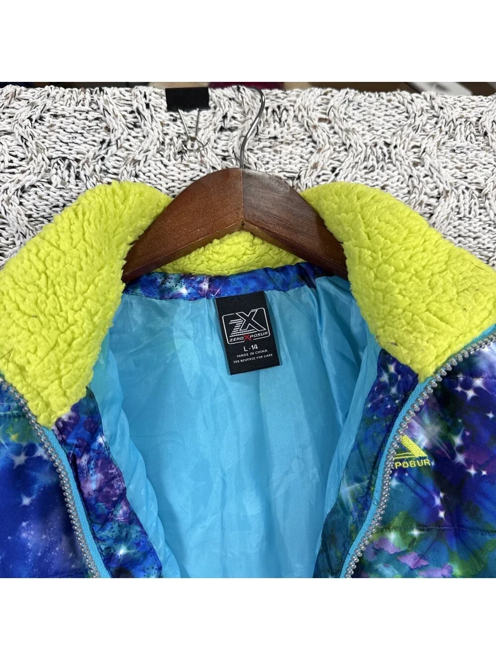 ZeroXposur Boys Blue, Green Puffer Jacket Full Zip Long Sleeve Size Large-14